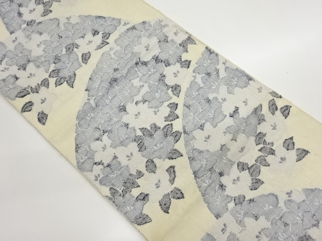 手織り真綿紬花々模様織出し名古屋帯